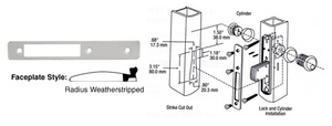 CRL Aluminum Radius Weather-stripped Faceplate for DL2110 Series Long Throw Deadlocks