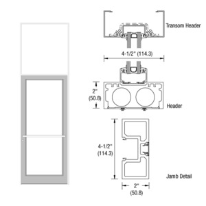 CRL-U.S. Aluminum White KYNAR® Paint 40" x 126" Series DF800 Tubular Center Hung Transom Frame Complete (1FT)