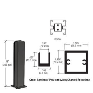 CRL Semi-Gloss Black 12" Center Design Series Partition Post