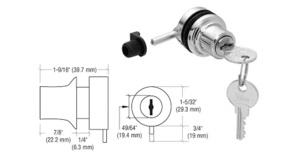 CRL Chrome Random Keyed Thru-Glass Plunger Lock