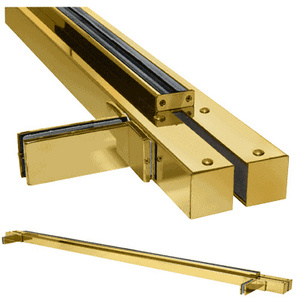 CRL Polished Brass Custom Size Double Door Floating Header with Fin Brackets for 1/2" Glass