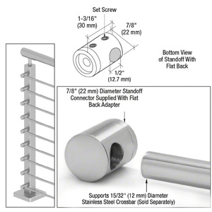 CRL 316 Polished Stainless Left End Standoff Connector (Flat Back)