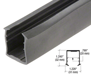 CRL Roll Form Cap Rail Black Rubber Insert for 27/32" (21.52 mm) Laminated Glass