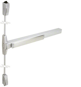 Von Duprin® Surface Mounted Vertical Rod Panic Exit Device with Grooved Case Satin Chrome Finish 36” x 84” Exit Only
