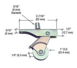 CRL 1" Steel Center Groove Sliding Screen Door Roller used on Bay-Mill Doors