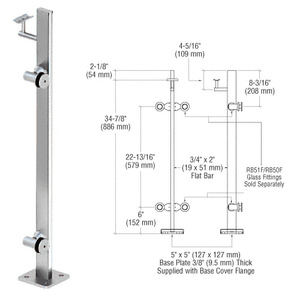 CRL Polished Stainless 36" P3 Series Right Hand End Post Railing Kit