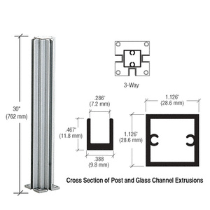 CRL Satin Anodized 30" 3-Way Design Series Partition Post