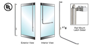 CRL-Blumcraft® Brushed Stainless Left Hand Reverse Rail Mount Keyed Access 'L' Exterior, Top Securing Panic Handle