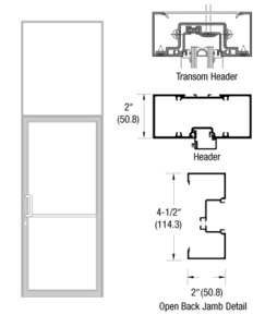 CRL-U.S. Aluminum Clear Anodized Class 1 Custom Size Series IT451 Open Back Butt Hinge Transom Frame Complete (1FT)