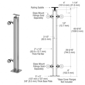 CRL Brushed Stainless P8 Series 42" End Post Fixed Fitting Railing Kit