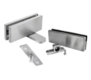 CRL Brushed Stainless Steel Hydraulic Patch Door Set No Hold Open