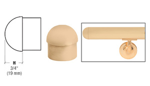 CRL Satin Brass Dome End Cap for 1-1/2" Tubing