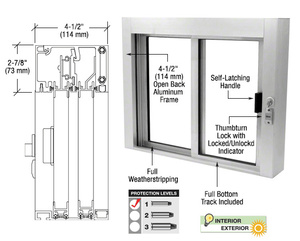 CRL Satin Anodized Bullet Resistant Level 1 Exterior Manual Sliding Service Window