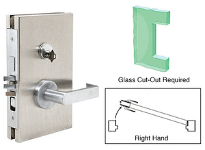 CRL Brushed Stainless 6" x 10" RH Center Lock With Deadlatch in Entrance Lock Function