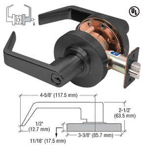 CRL Matte Black Heavy-Duty Grade 2 Lever Locksets Storeroom - Schlage® 6-Pin