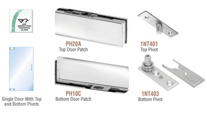 CRL Polished Stainless North American Patch Door Kit - Without Lock