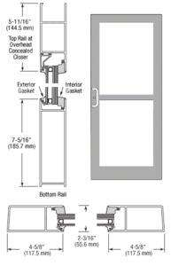 CRL-U.S. Aluminum Clear Anodized IG600 Series Custom Single StormFront™ Butt Hinged Entrance for Panic and Overhead Concealed Closer