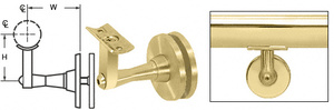 CRL Polished Brass Manhattan Series Glass Mounted Hand Rail Bracket