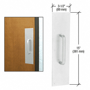 CRL 3/4" Diameter Clear Anodized 6" Pull Handle with 3-1/2" x 15" Pull Plate