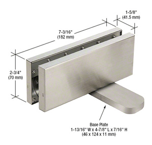 CRL Brushed Stainless Hydraulic Patch Fitting with 2-9/16" Setback - 90º Hold Open Model