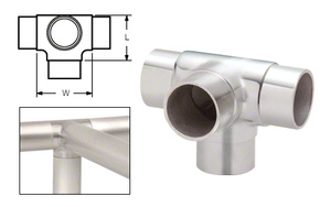 CRL Polished Stainless Side Outlet Tee for 1-1/2" Tubing