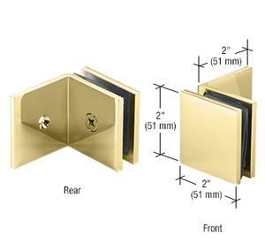 CRL Polished Brass Fixed Panel Square Clamp With Large Leg