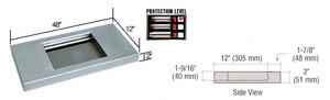 CRL Brushed Stainless 48" Wide x 12" Deep Level 1 Protection Stainless Steel Shelf with Deal Tray