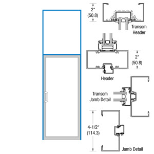 CRL-U.S. Aluminum Clear Anodized Class 1 Right Hand Open Back Transom Frame for Single Rim Panic Door Prepped for Offset Surface Mount