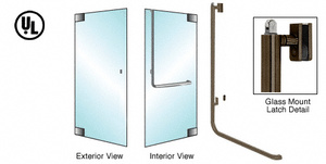 CRL-Blumcraft® Oil Rubbed Bronze Left Hand Reverse Glass Mount Retainer Plate "Z" Exterior, Top Securing Panic Handle