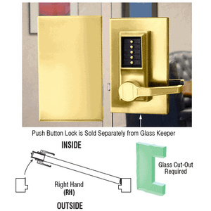 CRL Polished Brass 6" x 10" RH Center Push Button Lock With Housing