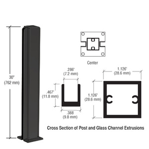 CRL Semi-Gloss Black 30" Center Design Series Partition Post