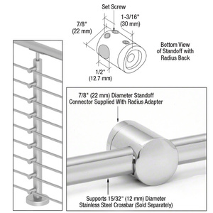 CRL 316 Polished Stainless Center Standoff Connector (Radius Back)