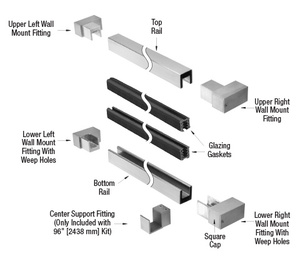 CRL 316 Brushed Stainless 60" Square Juliet Balcony Glass Railing Kit