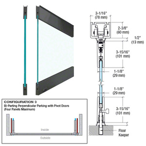 CRL Powder Coat Black Type 3 Easy Slide Stacking Partition System