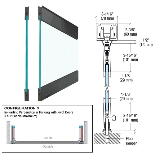 CRL Powder Coat Black Type 3 Easy Slide Stacking Partition System | CRL