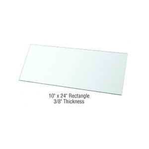 CRL 10" x 24" Rectangle 3/8" Clear Tempered Glass Shelf - 3/Pk