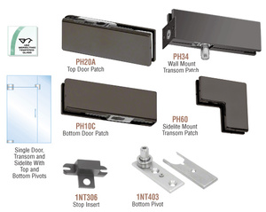 CRL Black Bronze Anodized North American Patch Door Kit for Use With Fixed Transom and One Sidelite - Without Lock
