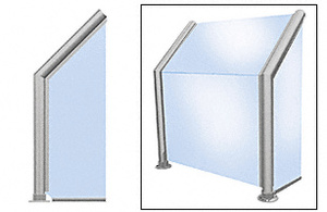CRL Brushed Stainless Elegant 102 Series 1-1/2" Tubing Glass On Slant, Front, and One End or Both Ends Sneeze Guard