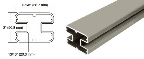 CRL Beige Gray 36" Long 2" x 2-5/8" Rectangular 180 Degree Post