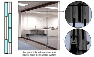 CRL Black Powder Coated 4-Panel Overhead Double Track Sliding Door System