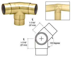 CRL Polished Brass 135 Degree Side Outlet Elbow for 1-1/2" Tubing