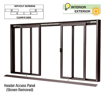CRL Duranodic Bronze DW Series Four Panel Manual Deluxe Sliding Service Window OXXO without Screen