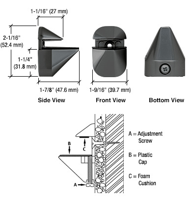 CRL Black Adjustable Shelf Clamp