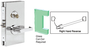 CRL Polished Stainless 6" x 10" RHR Center Lock With Deadlatch in Storeroom Function