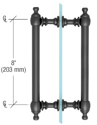 CRL Matte Black 8" Colonial Style Back-to-Back Pull Handles