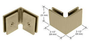 CRL Brushed Bronze Square 90 Degree Glass-to-Glass Clamp