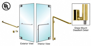 CRL-Blumcraft® Satin Brass Left Hand Reverse Glass Mount Keyed Access "A" Exterior Bottom Securing Deadbolt Handle