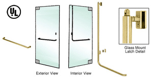 CRL-Blumcraft® Satin Brass Left Hand Reverse Glass Mount Retainer Plate "A" Exterior, Top Securing Panic Handle