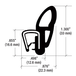 CRL Black Push-On Vertical Lip Trim Seal® - 25' Rolls