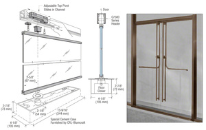 CRL-Blumcraft® Oil Rubbed Bronze 1301 Entry Door 3/4" Glass w/Overhead Closer - With Lock